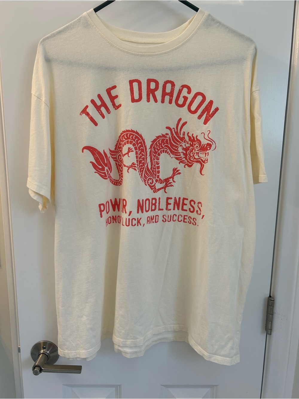 Grayson Threads Cream Graphic Tee with Red Dragon Print Size XL